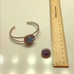 Snap Cuff Bracelet with two blue snaps